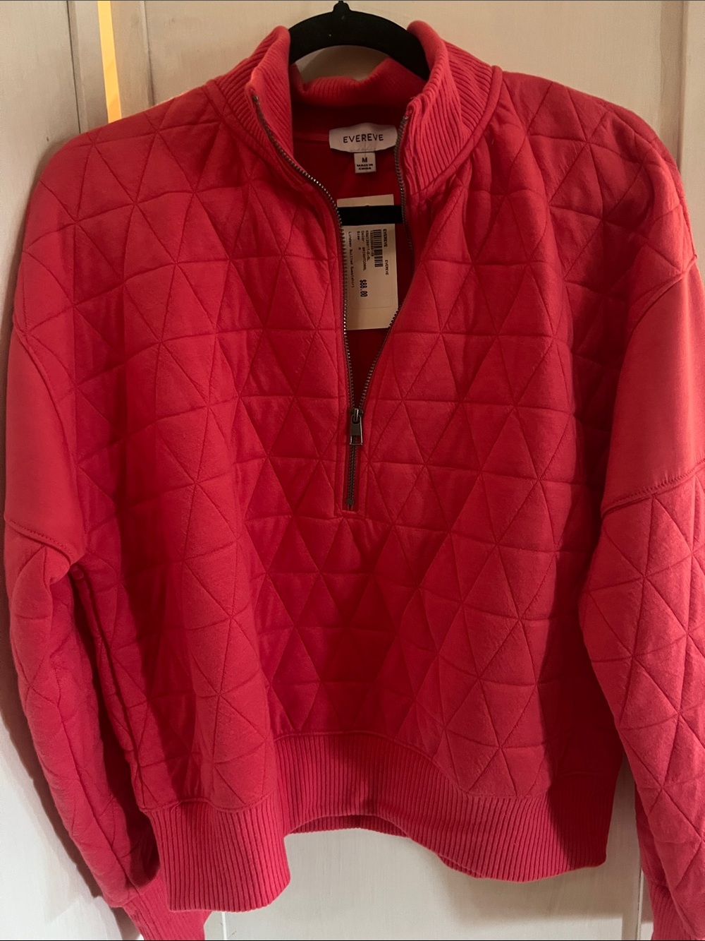 EVEREVE NWT Quilted Half-Zip red pullover sz M
